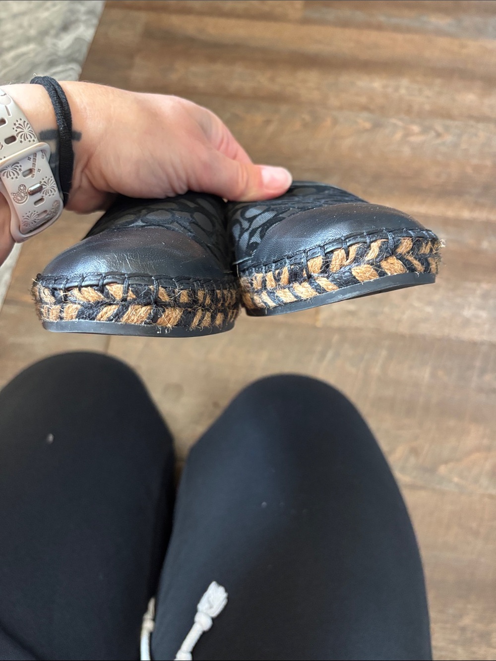 Coach Black Signature Mesh Espadrille Loafers - Picture 4 of 9
